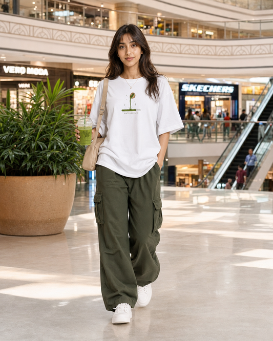 Gotcha Matcha oversized t-shirt for girls front view