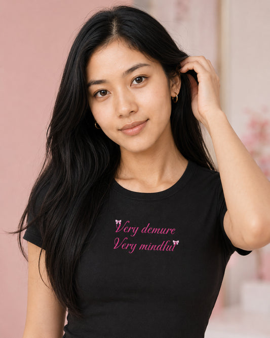 Very Demure Very Mindful Baby Tee for Girls | Y2K Crop Top | Girlypop