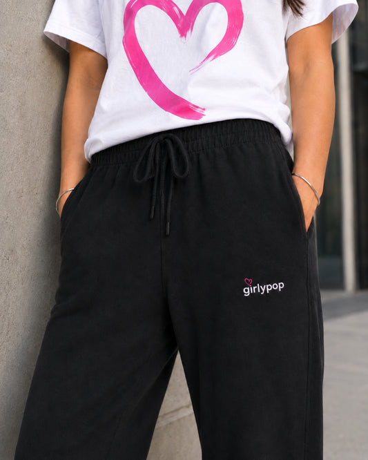 Girlypop Off-Duty Sweatpants | Black Relaxed Fit Terry Joggers