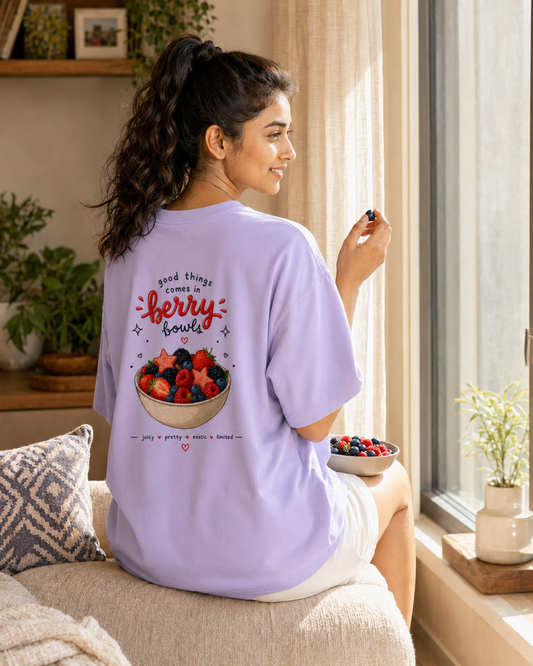 Berry Bliss Oversized Graphic T-Shirt for Girls | Fruitcore Aesthetic Tee