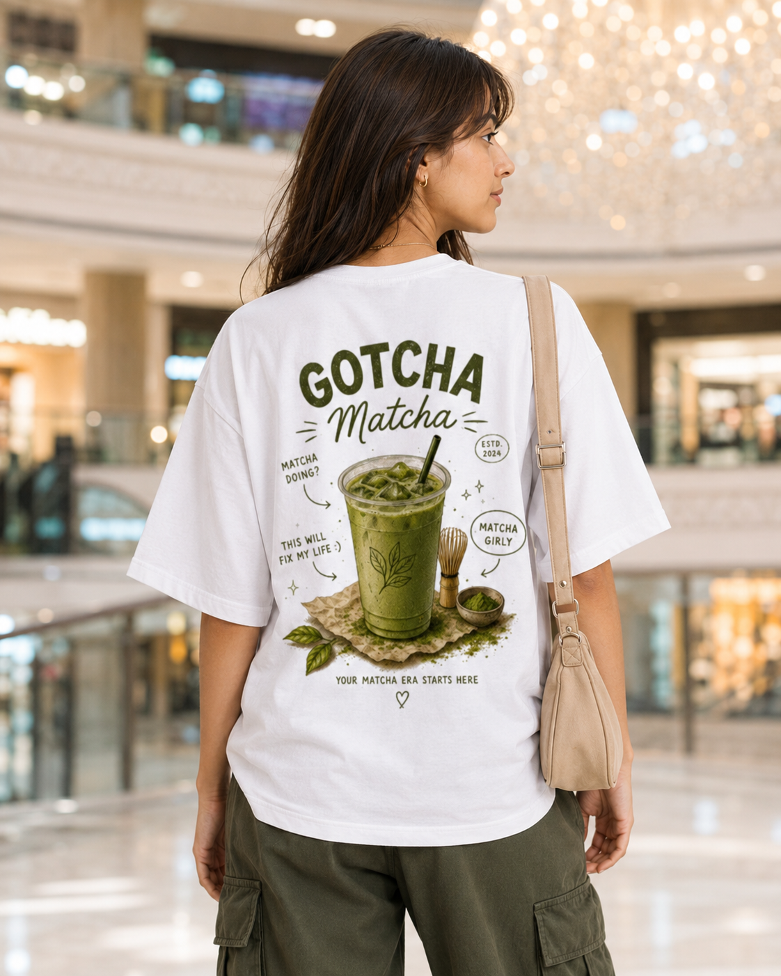 Gotcha Matcha oversized t-shirt back print detail